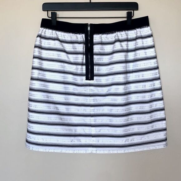 Ann Taylor Skirt White/Black/Silver Sz 10 - Picture 4 of 11